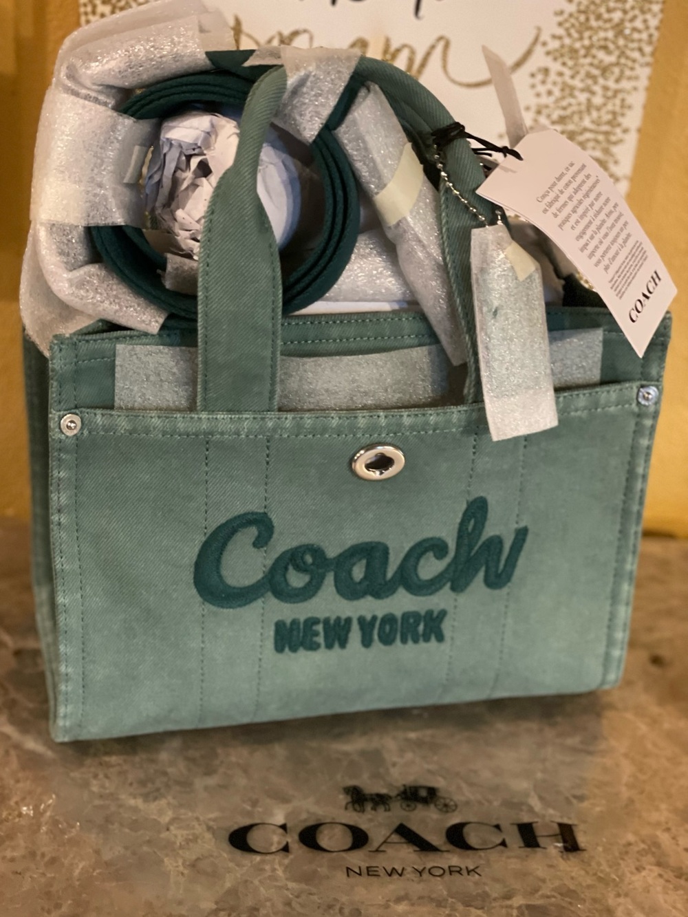 COACH Colorful Ivy Denim Cargo 26 Medium Tote Bag